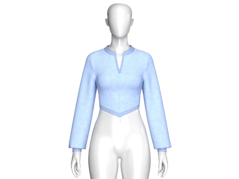 Girls Notch Neck Corset-Hem Crop Top 3D Model