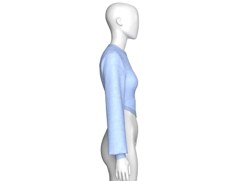 Girls Notch Neck Corset-Hem Crop Top 3D Model