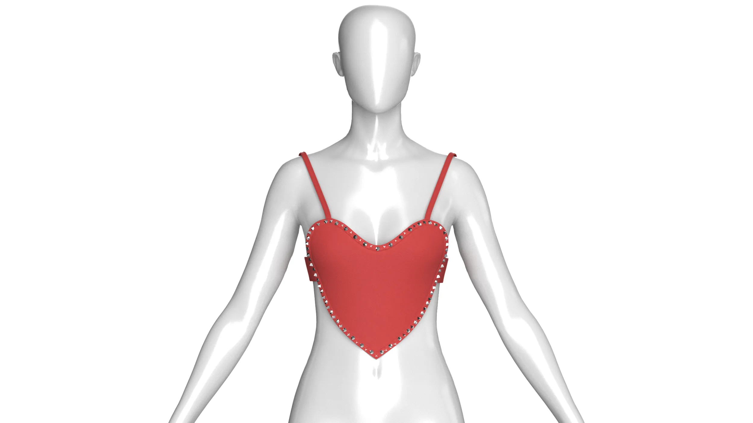 Girls Red Heart Crop Top 3D Model .c4d .max .obj .3ds .fbx .stl .blend 
