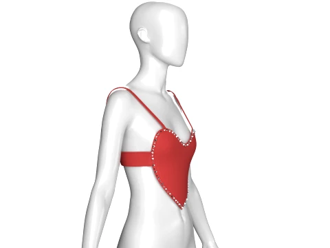 Girls Red Heart Crop Top 3D Model