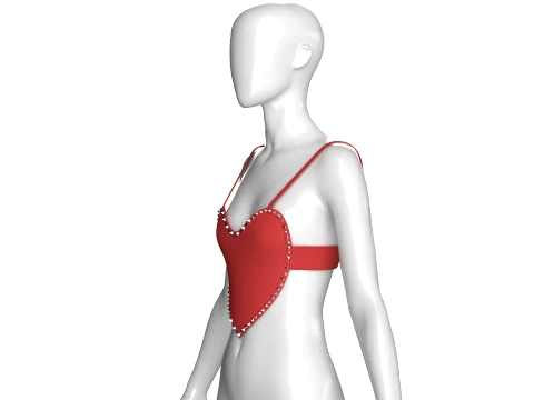 Girls Red Heart Crop Top 3D Model