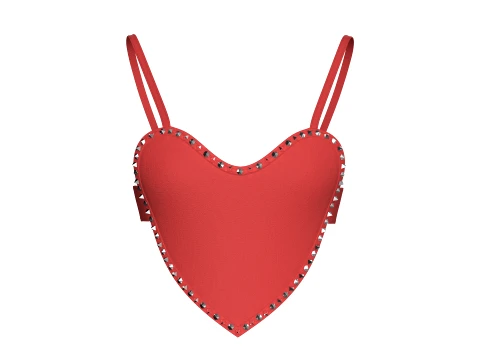 Girls Red Heart Crop Top 3D Model