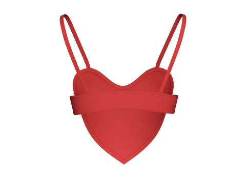 Girls Red Heart Crop Top 3D Model