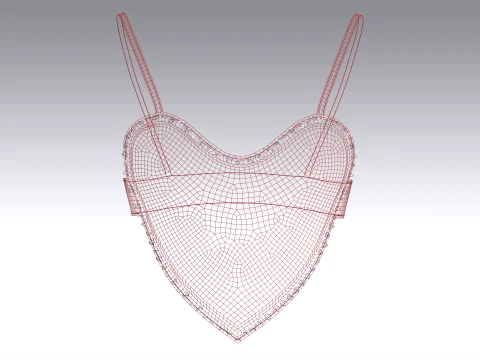 Girls Red Heart Crop Top 3D Model