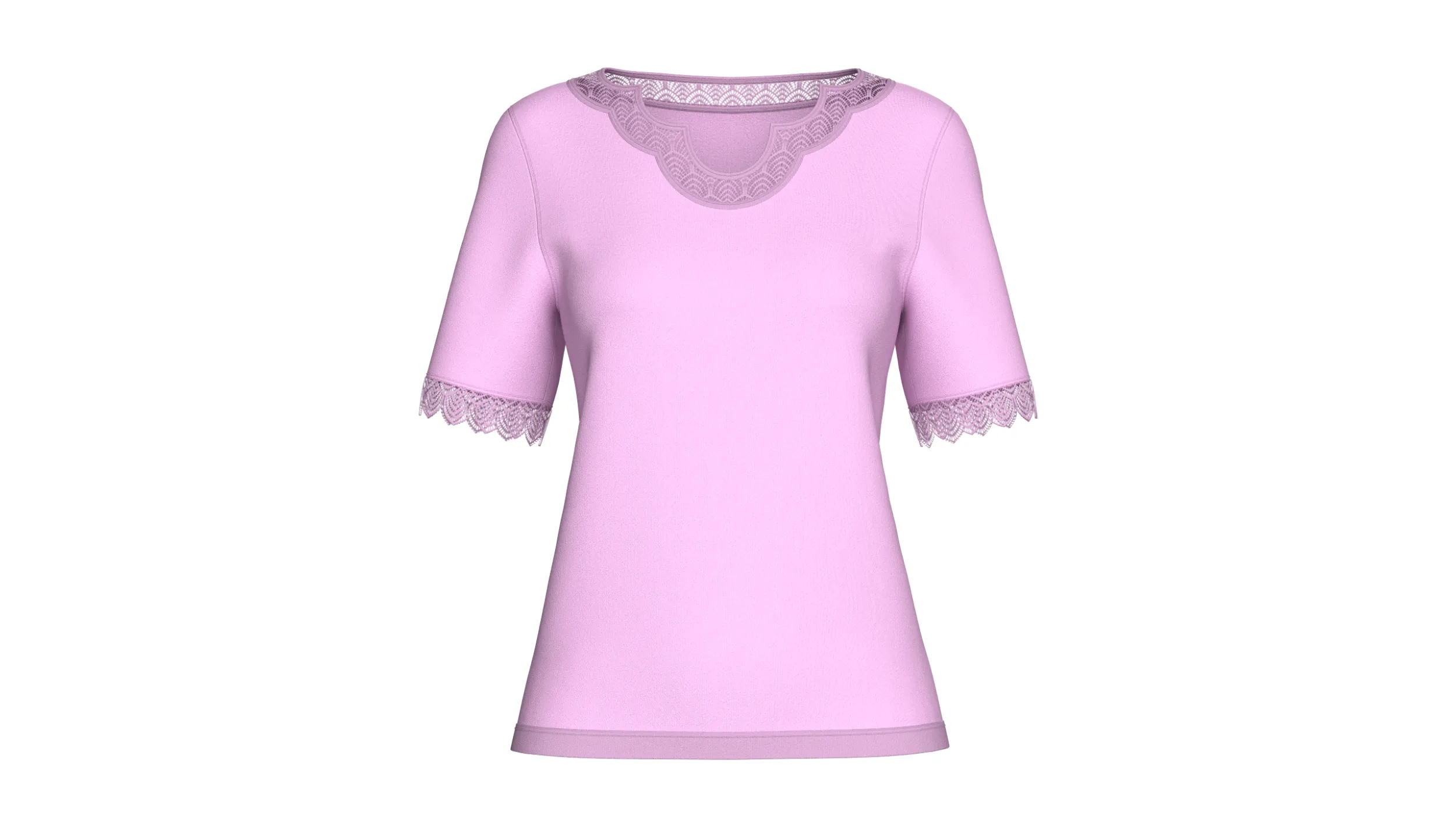 Girls Scalloped Lace Neck Short Sleeve Top 3D Model .c4d .max .obj .3ds .fbx .stl .blend 