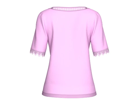 Girls Scalloped Lace Neck Short Sleeve Top 3D Model