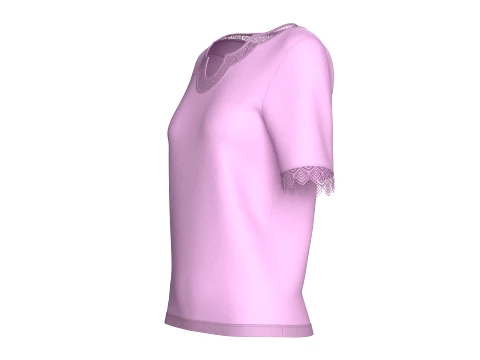 Girls Scalloped Lace Neck Short Sleeve Top 3D Model