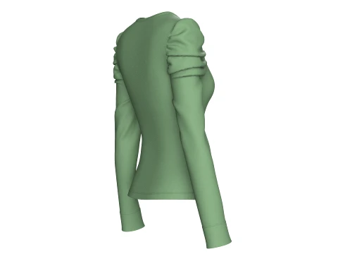 Girls Sweetheart Neck Puff-Sleeve Top 3D Model