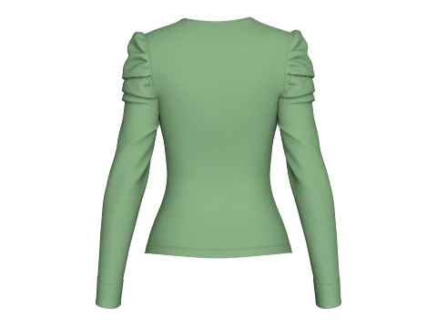 Girls Sweetheart Neck Puff-Sleeve Top 3D Model
