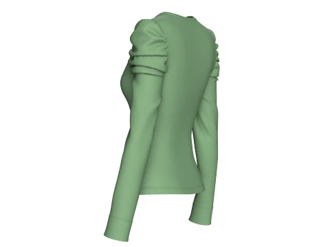 Girls Sweetheart Neck Puff-Sleeve Top 3D Model