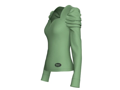 Girls Sweetheart Neck Puff-Sleeve Top 3D Model