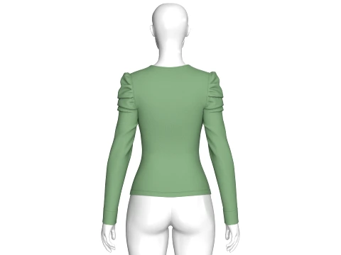 Girls Sweetheart Neck Puff-Sleeve Top 3D Model