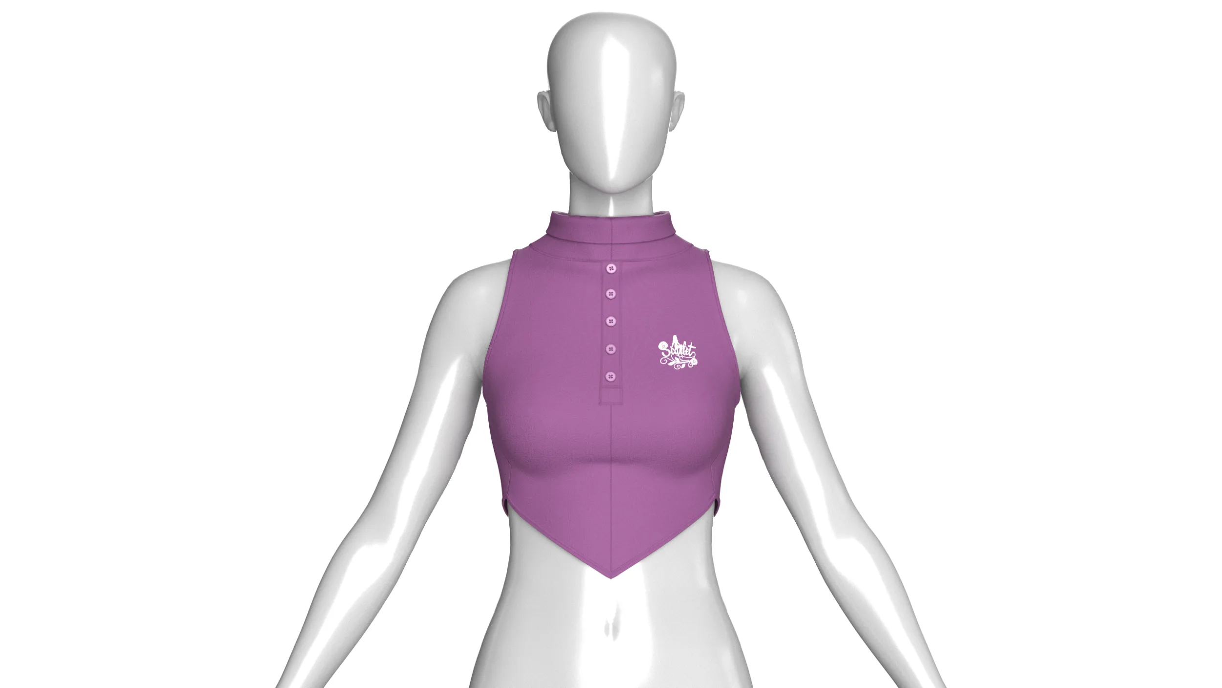Girls Purple Henley Crop 3D Model .c4d .max .obj .3ds .fbx .stl .blend