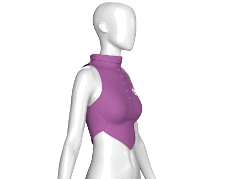 Girls Purple Henley Crop 3D Model