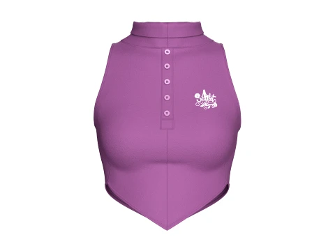 Girls Purple Henley Crop 3D Model
