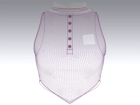 Girls Purple Henley Crop 3D Model