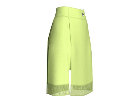 Girls High Waisted Mesh Pleated Mini Skirt 3D Model