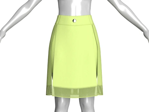 Girls High Waisted Mesh Pleated Mini Skirt 3D Model