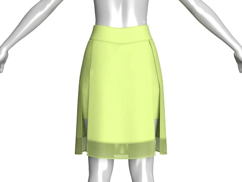 Girls High Waisted Mesh Pleated Mini Skirt 3D Model