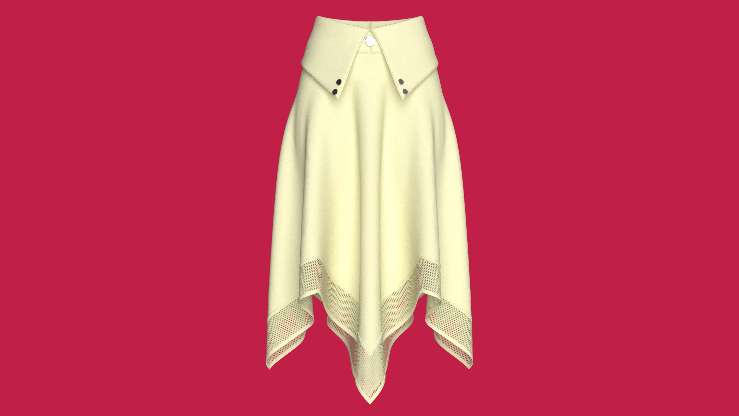 Girls Collar-Waistband Skirt With Mesh Hem 3D Model .c4d .max .obj .3ds .fbx .stl .blend