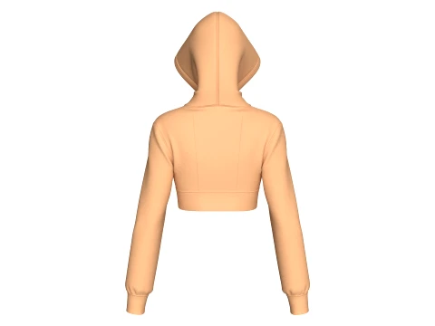 Girls Double Flap-Pocket Cropped Hoodie 3D Model