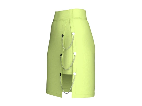 Girls Double Layered Skirt With Chain Detail 3D Model