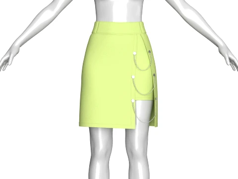 Girls Double Layered Skirt With Chain Detail 3D Model