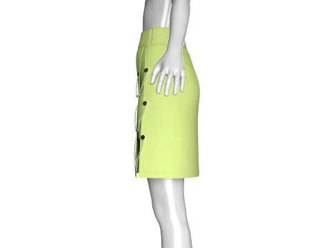 Girls Double Layered Skirt With Chain Detail 3D Model