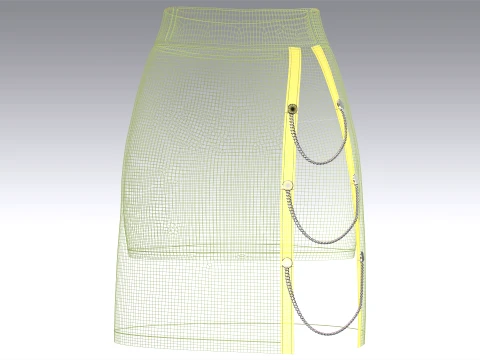 Girls Double Layered Skirt With Chain Detail 3D Model