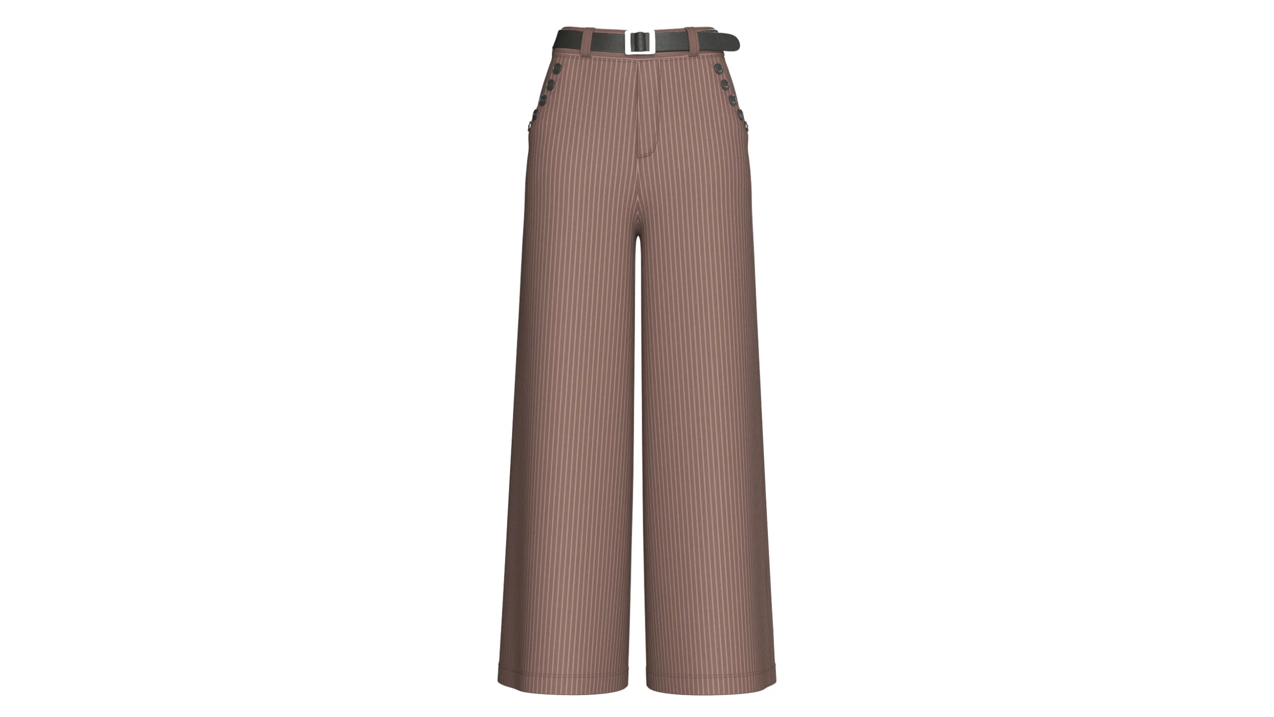 Girls High Waist Pinstripe Wide Leg Pant 3D Model .c4d .max .obj .3ds .fbx .stl .blend 