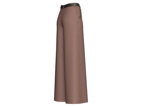 Girls High Waist Pinstripe Wide Leg Pant 3D Model