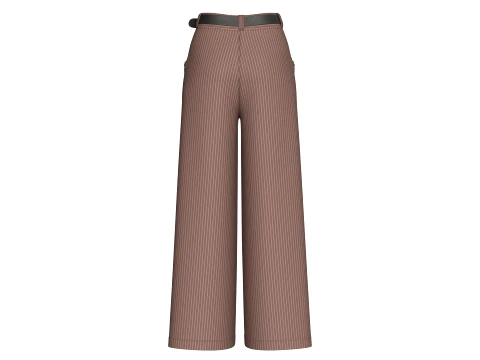 Girls High Waist Pinstripe Wide Leg Pant 3D Model