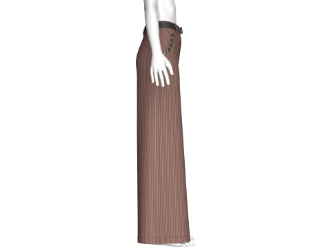 Girls High Waist Pinstripe Wide Leg Pant 3D Model