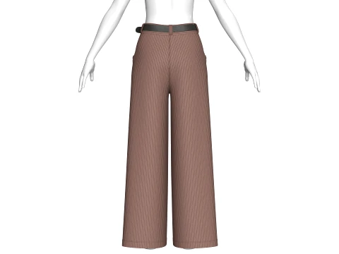 Girls High Waist Pinstripe Wide Leg Pant 3D Model
