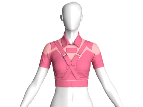 Girls Crop Top With Cross Straps 3D Model