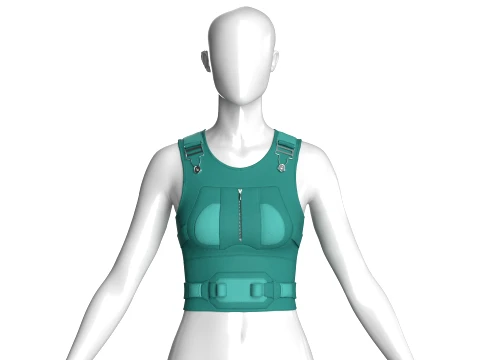 Girls Crop Vest With Front Center Zipper 3D Model