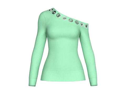 Girls One Shoulder Eyelet detail Sweater 3D Model