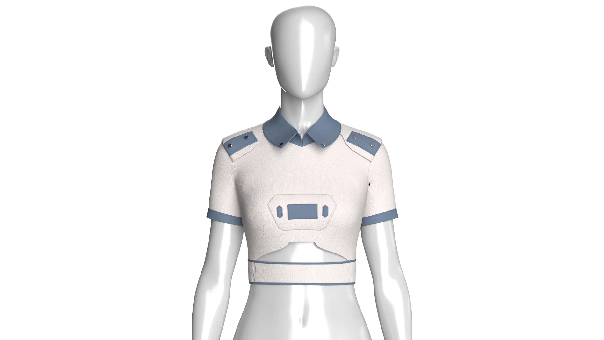 Girls Tactical Polo Crop Top 3D Model .c4d .max .obj .3ds .fbx .stl .blend