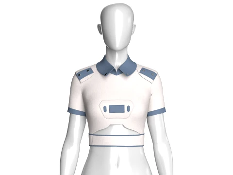Girls Tactical Polo Crop Top 3D Model