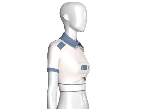 Girls Tactical Polo Crop Top 3D Model