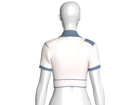 Girls Tactical Polo Crop Top 3D Model