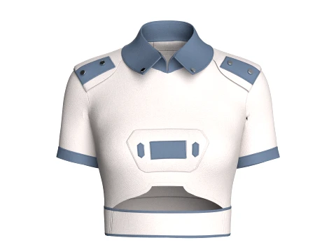 Girls Tactical Polo Crop Top 3D Model