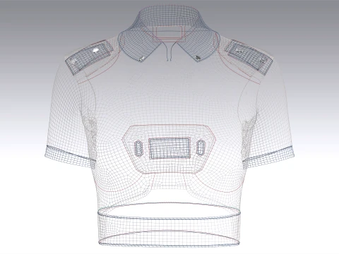 Girls Tactical Polo Crop Top 3D Model