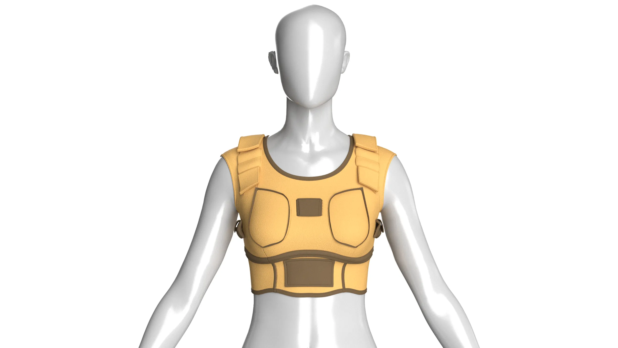Girls Yellow Panel Crop Top 3D Model .c4d .max .obj .3ds .fbx .stl .blend 