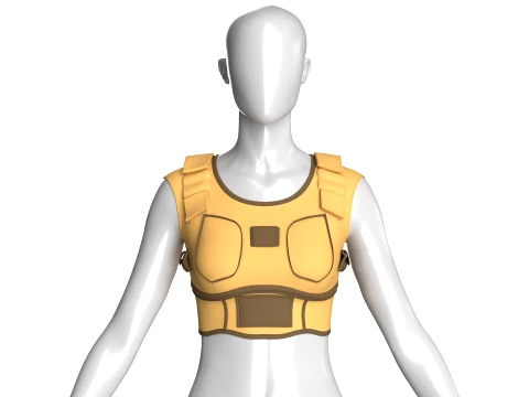 Girls Yellow Panel Crop Top 3D Model