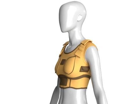 Girls Yellow Panel Crop Top 3D Model
