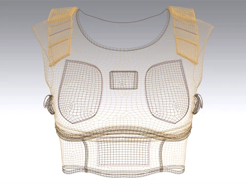 Girls Yellow Panel Crop Top 3D Model