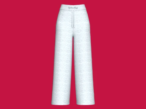 Girls Melange Wide-Leg Sweatpants With Eyelet 3D Model