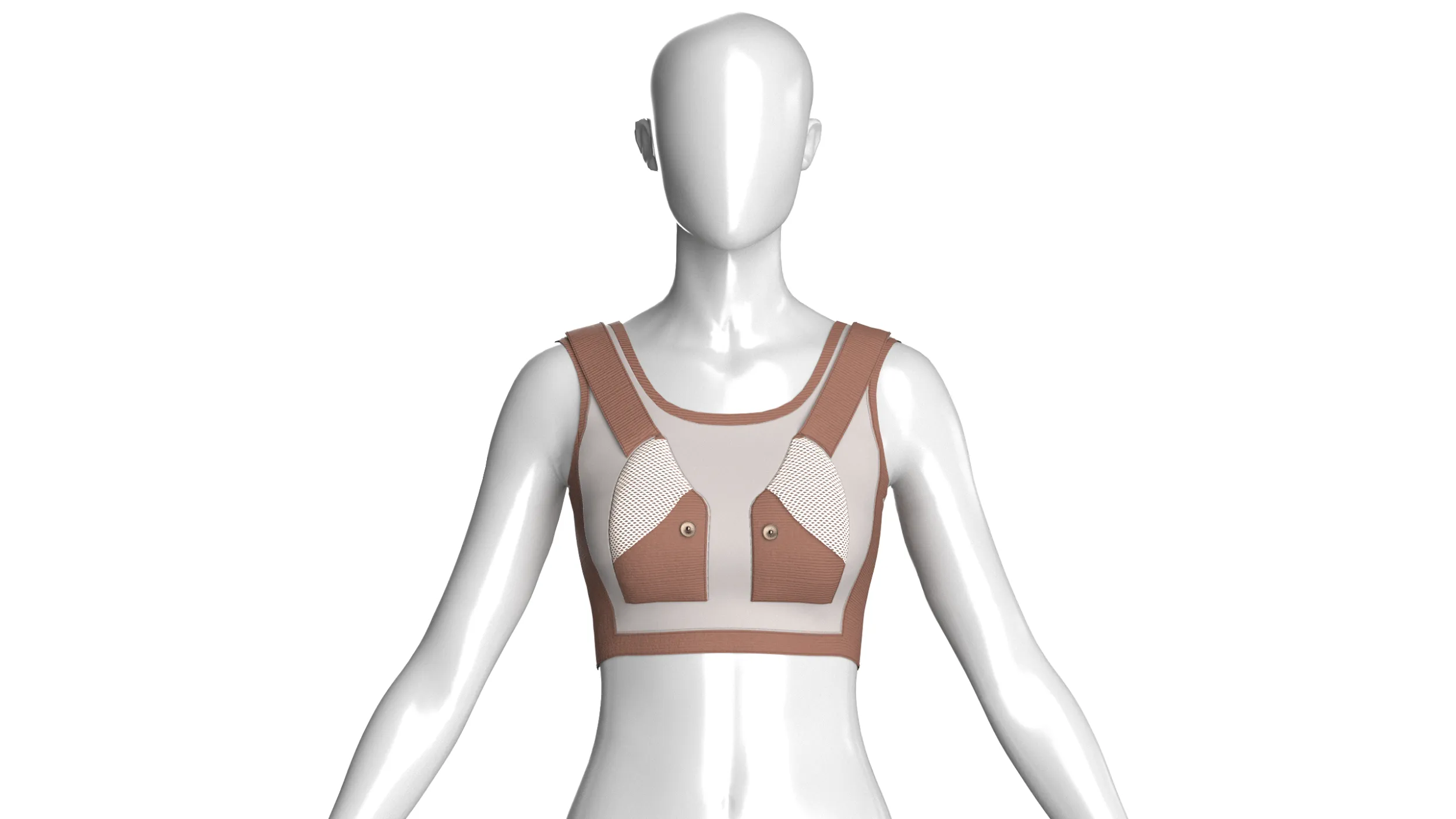 Girls Brown Mesh Crop Top 3D Model .c4d .max .obj .3ds .fbx .stl .blend