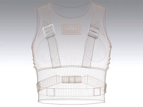 Girls Crop Top With Buckled 3D Model